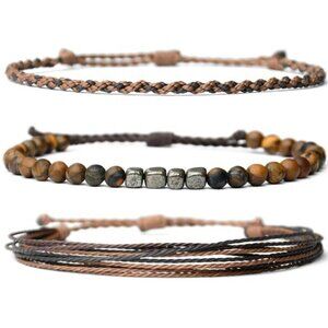 Trendy Handmade Natural Gemstone Beaded Healing Bracelet for Men, Adjustable